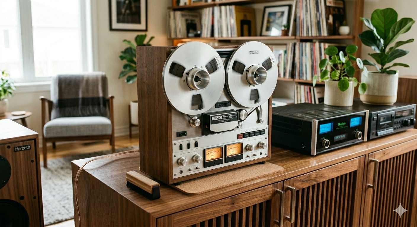 Transfer reel to reel to computer — a reel-to-reel tape deck connected for capture