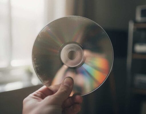 How Long Do CDs and DVDs Last? How long do dvds last — an optical disc held to the light showing rainbow reflections and early disc rot.
