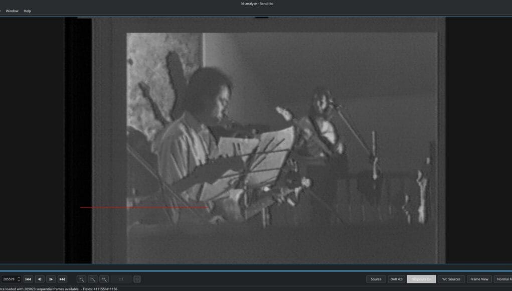 Decoding VHS video with VHS-Decode Decoded VHS frame open in ld-analyse — how to use vhs-decode to turn an RF capture into watchable video