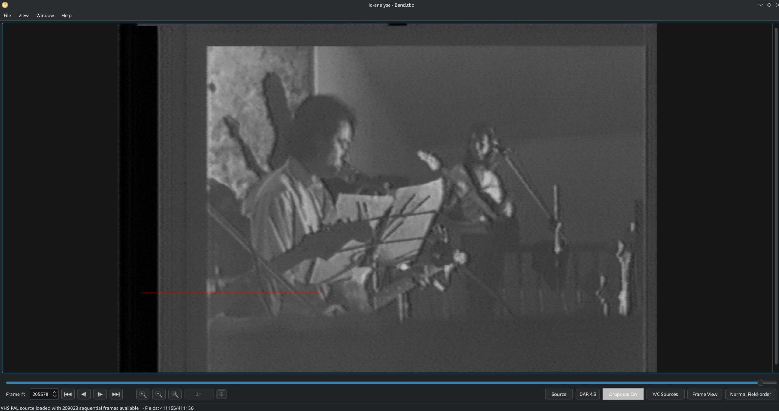 Checking a decoded VHS frame in ld-analyse — a key step in how to use vhs-decode
